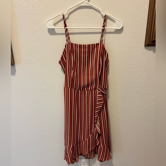 💕Target Rust Stripe Square Neck Wrap Dress - Picture 2 of 7
